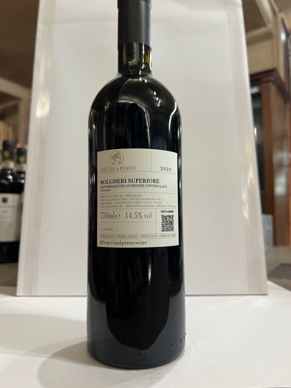 caccia al piano bolgheri superiore retro Caccia al Piano Bolgheri Superiore DOC 2020