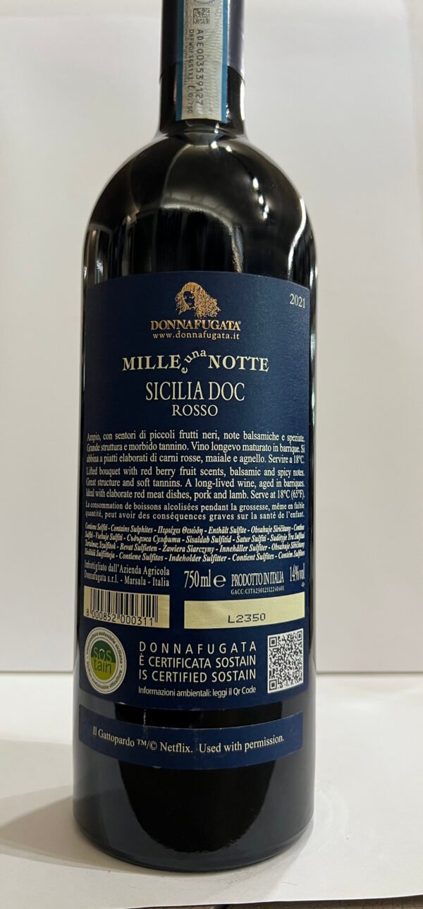donna fugata 1000 e una notte retro Donnafugata Mille e una Notte Special Edition Sicilia DOC Rosso 2021